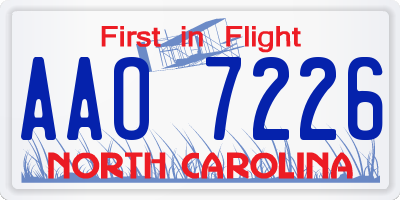 NC license plate AAO7226