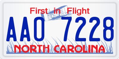 NC license plate AAO7228