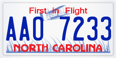 NC license plate AAO7233