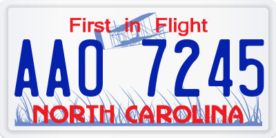 NC license plate AAO7245