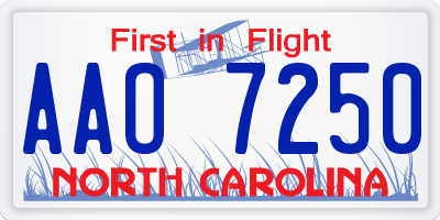 NC license plate AAO7250