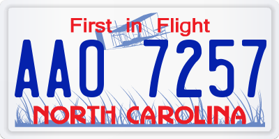 NC license plate AAO7257