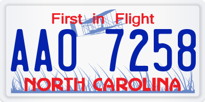 NC license plate AAO7258
