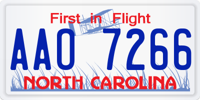 NC license plate AAO7266