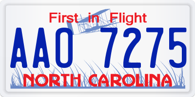 NC license plate AAO7275
