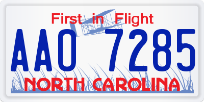 NC license plate AAO7285