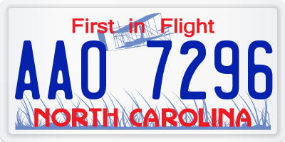 NC license plate AAO7296