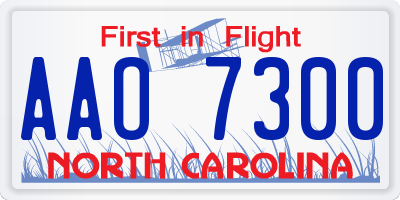 NC license plate AAO7300