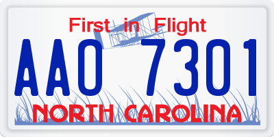 NC license plate AAO7301