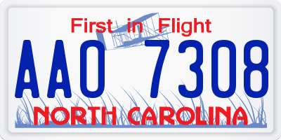 NC license plate AAO7308