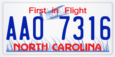 NC license plate AAO7316