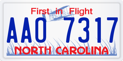 NC license plate AAO7317