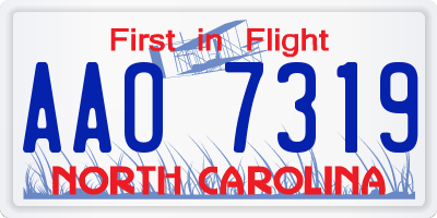 NC license plate AAO7319