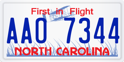 NC license plate AAO7344