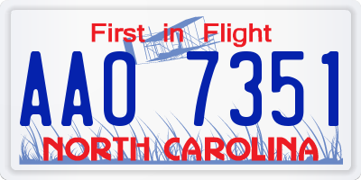 NC license plate AAO7351