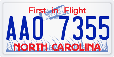 NC license plate AAO7355