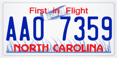NC license plate AAO7359