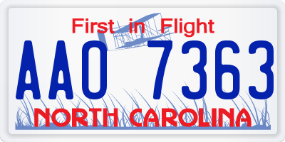 NC license plate AAO7363