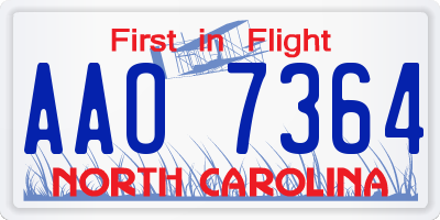NC license plate AAO7364