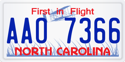 NC license plate AAO7366