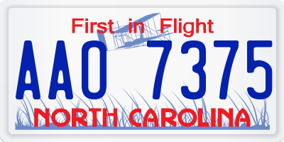 NC license plate AAO7375