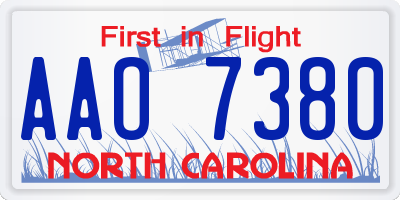 NC license plate AAO7380