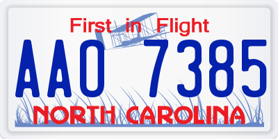 NC license plate AAO7385