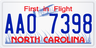 NC license plate AAO7398