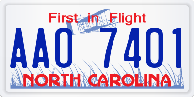 NC license plate AAO7401