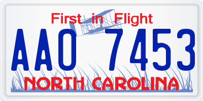 NC license plate AAO7453