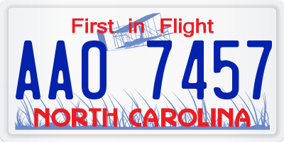 NC license plate AAO7457