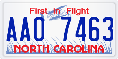 NC license plate AAO7463