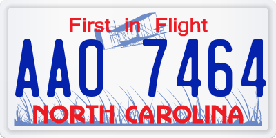 NC license plate AAO7464