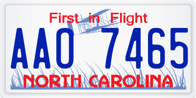 NC license plate AAO7465