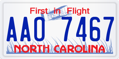NC license plate AAO7467