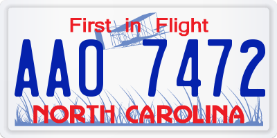 NC license plate AAO7472