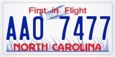 NC license plate AAO7477