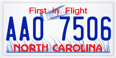 NC license plate AAO7506