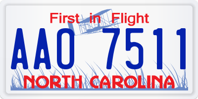 NC license plate AAO7511