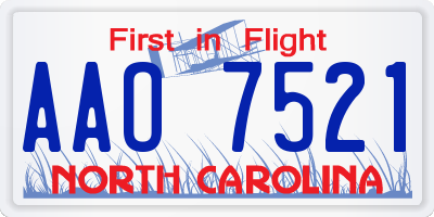 NC license plate AAO7521