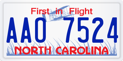 NC license plate AAO7524