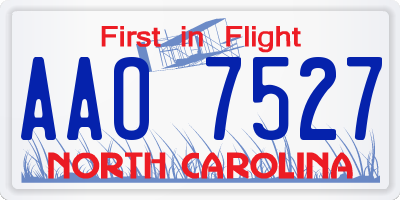 NC license plate AAO7527