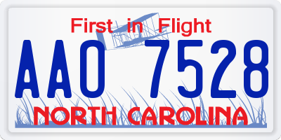 NC license plate AAO7528