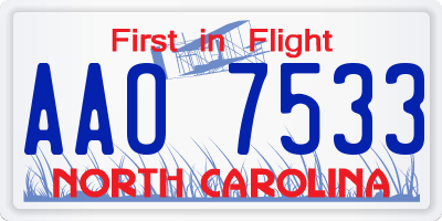 NC license plate AAO7533