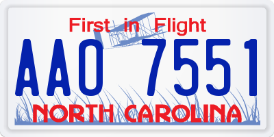 NC license plate AAO7551