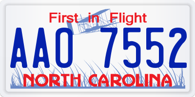 NC license plate AAO7552
