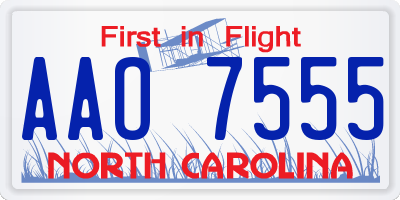 NC license plate AAO7555