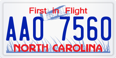NC license plate AAO7560