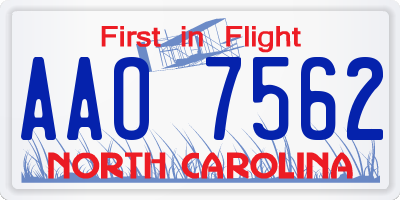 NC license plate AAO7562