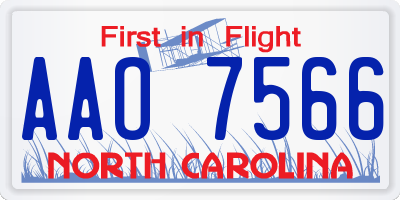 NC license plate AAO7566